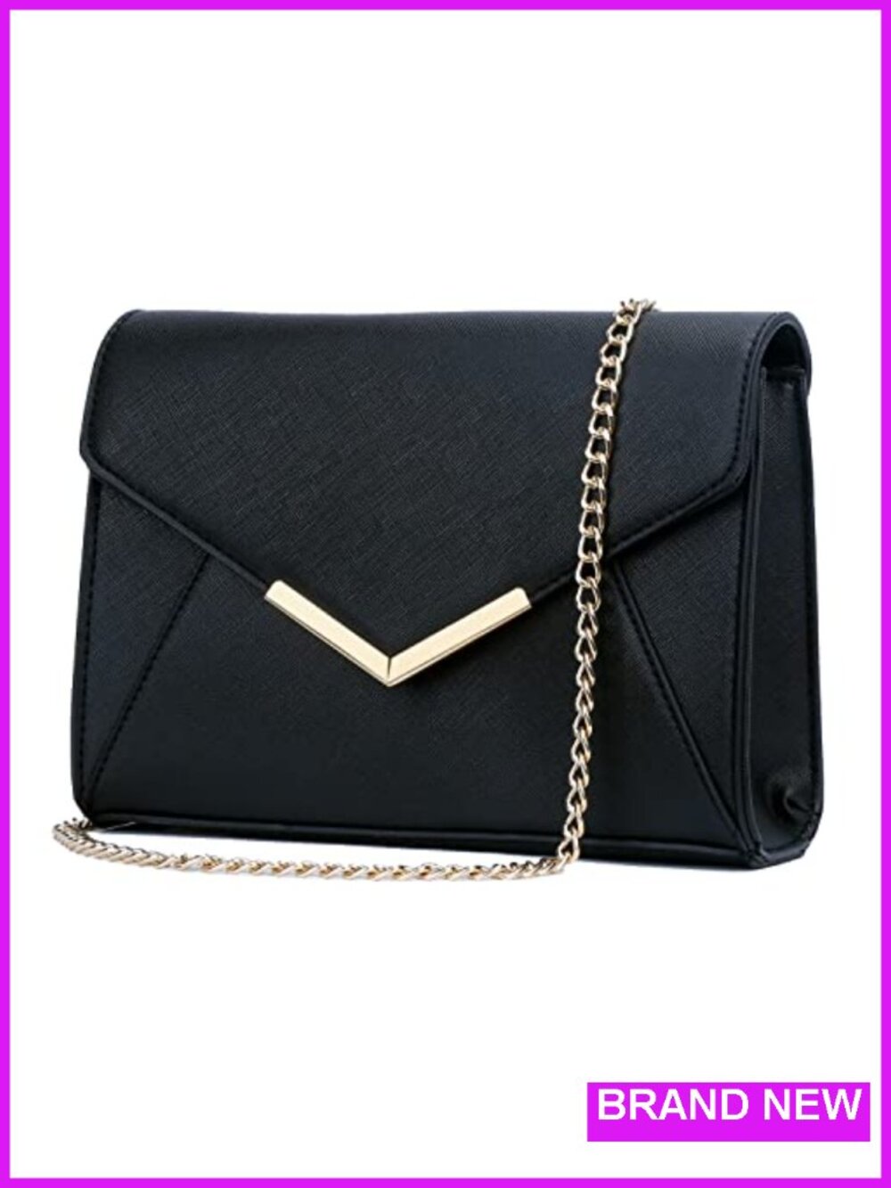 Evening Clutch Purse for Women, Faux Leather Chain Strap Party Handbag